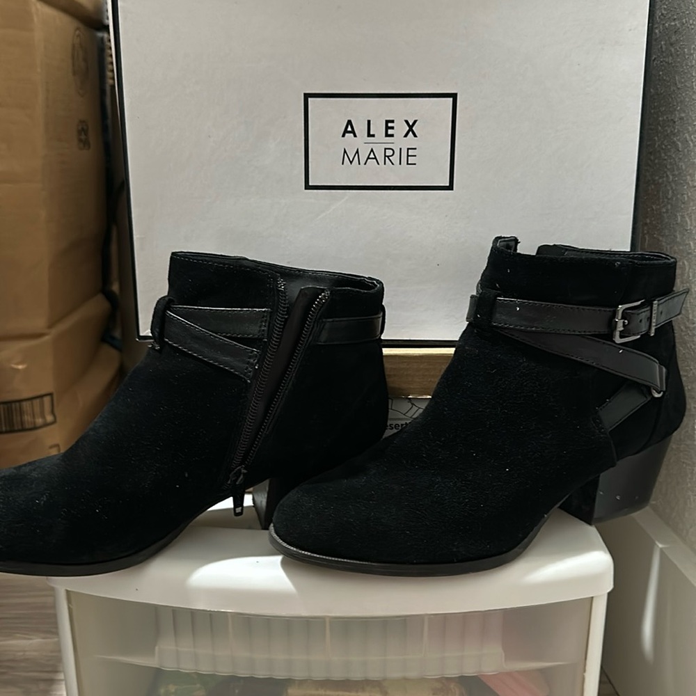 Alex Marie Black Suede Booties